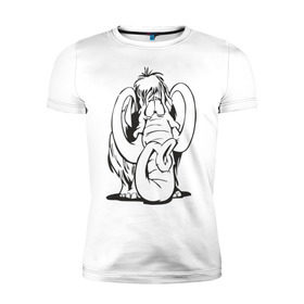 Мужская футболка премиум с принтом Мамонтенок в Белгороде, 92% хлопок, 8% лайкра | приталенный силуэт, круглый вырез ворота, длина до линии бедра, короткий рукав | Тематика изображения на принте: слон