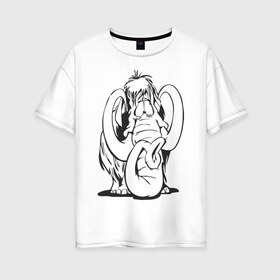 Женская футболка хлопок Oversize с принтом Мамонтенок в Белгороде, 100% хлопок | свободный крой, круглый ворот, спущенный рукав, длина до линии бедер
 | слон