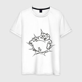 Мужская футболка хлопок с принтом Поросенок в Белгороде, 100% хлопок | прямой крой, круглый вырез горловины, длина до линии бедер, слегка спущенное плечо. | Тематика изображения на принте: поросенок | свинка | свинья | хрюн | хрюшка