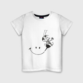 Детская футболка хлопок с принтом Пчелка в Белгороде, 100% хлопок | круглый вырез горловины, полуприлегающий силуэт, длина до линии бедер | пчела | пчелка | улыбка