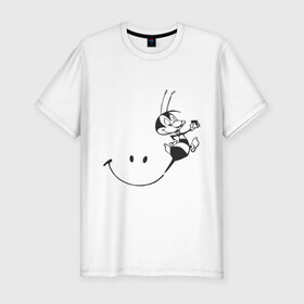 Мужская футболка премиум с принтом Пчелка в Белгороде, 92% хлопок, 8% лайкра | приталенный силуэт, круглый вырез ворота, длина до линии бедра, короткий рукав | пчела | пчелка | улыбка