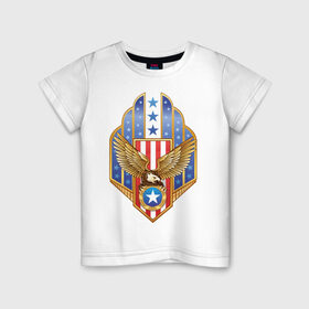 Детская футболка хлопок с принтом Орел США в Белгороде, 100% хлопок | круглый вырез горловины, полуприлегающий силуэт, длина до линии бедер | америка | орел | символ америки | соединенные штаты америки | соединенный штаты америки | сша | штаты