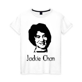 Женская футболка хлопок с принтом Jackie Chan в Белгороде, 100% хлопок | прямой крой, круглый вырез горловины, длина до линии бедер, слегка спущенное плечо | 