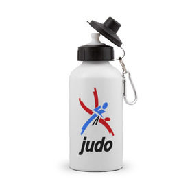 Бутылка спортивная с принтом Дзюдо - Judo эмблема в Белгороде, металл | емкость — 500 мл, в комплекте две пластиковые крышки и карабин для крепления | Тематика изображения на принте: дзюдо