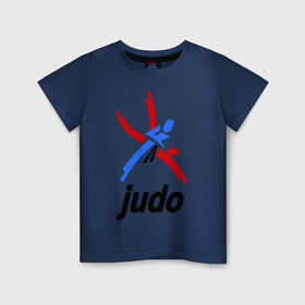 Детская футболка хлопок с принтом Дзюдо - Judo эмблема в Белгороде, 100% хлопок | круглый вырез горловины, полуприлегающий силуэт, длина до линии бедер | дзюдо