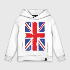 Детское худи Oversize хлопок с принтом Британский флаг в Белгороде, френч-терри — 70% хлопок, 30% полиэстер. Мягкий теплый начес внутри —100% хлопок | боковые карманы, эластичные манжеты и нижняя кромка, капюшон на магнитной кнопке | great britain | uk | united kingdom | английский флаг | британский флаг | флаг uk | флаг англии | флаг британии | флаг великобритании