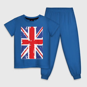Детская пижама хлопок с принтом Британский флаг в Белгороде, 100% хлопок |  брюки и футболка прямого кроя, без карманов, на брюках мягкая резинка на поясе и по низу штанин
 | great britain | uk | united kingdom | английский флаг | британский флаг | флаг uk | флаг англии | флаг британии | флаг великобритании