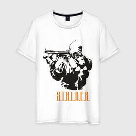 Мужская футболка хлопок с принтом Stalker 2 в Белгороде, 100% хлопок | прямой крой, круглый вырез горловины, длина до линии бедер, слегка спущенное плечо. | 