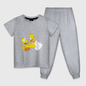 Детская пижама хлопок с принтом Гомер душит Барта в Белгороде, 100% хлопок |  брюки и футболка прямого кроя, без карманов, на брюках мягкая резинка на поясе и по низу штанин
 | Тематика изображения на принте: гомер