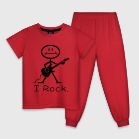 Детская пижама хлопок с принтом Чувак с гитарой - I Rock в Белгороде, 100% хлопок |  брюки и футболка прямого кроя, без карманов, на брюках мягкая резинка на поясе и по низу штанин
 | гитара