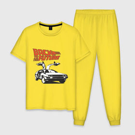 Мужская пижама хлопок с принтом Назад в будущее в Белгороде, 100% хлопок | брюки и футболка прямого кроя, без карманов, на брюках мягкая резинка на поясе и по низу штанин
 | 