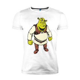 Мужская футболка премиум с принтом Shrek (3) в Белгороде, 92% хлопок, 8% лайкра | приталенный силуэт, круглый вырез ворота, длина до линии бедра, короткий рукав | shrek | шрек