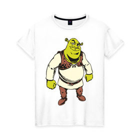 Женская футболка хлопок с принтом Shrek (3) в Белгороде, 100% хлопок | прямой крой, круглый вырез горловины, длина до линии бедер, слегка спущенное плечо | shrek | шрек