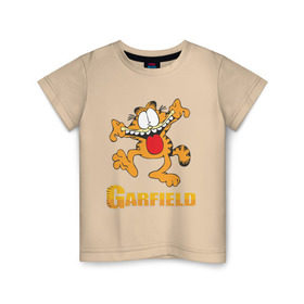 Детская футболка хлопок с принтом Garfield в Белгороде, 100% хлопок | круглый вырез горловины, полуприлегающий силуэт, длина до линии бедер | Тематика изображения на принте: garfield | гарфилд