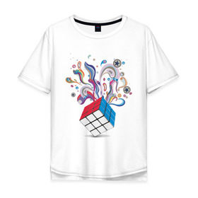 Мужская футболка хлопок Oversize с принтом КРеатив в Белгороде, 100% хлопок | свободный крой, круглый ворот, “спинка” длиннее передней части | colors | дизайн | краски | кубик рубика | поток цвета | цвета