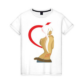Женская футболка хлопок с принтом Девушка и сердце в Белгороде, 100% хлопок | прямой крой, круглый вырез горловины, длина до линии бедер, слегка спущенное плечо | 