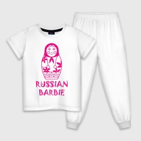 Детская пижама хлопок с принтом Русская Барби в Белгороде, 100% хлопок |  брюки и футболка прямого кроя, без карманов, на брюках мягкая резинка на поясе и по низу штанин
 | russian barbie | кукла | матрешка | русская барби | символ россии