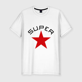 Мужская футболка премиум с принтом Super Star (2) в Белгороде, 92% хлопок, 8% лайкра | приталенный силуэт, круглый вырез ворота, длина до линии бедра, короткий рукав | star | super | звезда | суперстар