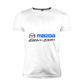 Мужская футболка премиум с принтом Мazda zoom-zoom в Белгороде, 92% хлопок, 8% лайкра | приталенный силуэт, круглый вырез ворота, длина до линии бедра, короткий рукав | Тематика изображения на принте: mazda | авто | авто2012 | логотип | мазда | машины | философия mazda zoom zoomzoom zoom | японские
