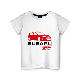 Детская футболка хлопок с принтом Subaru sti (2) в Белгороде, 100% хлопок | круглый вырез горловины, полуприлегающий силуэт, длина до линии бедер | Тематика изображения на принте: subaru impreza | subaru impreza wrx sti | subaru sti | wrx sti | авто2012 | импреза | субару | субару импреза