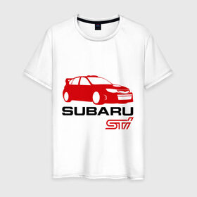 Мужская футболка хлопок с принтом Subaru sti (2) в Белгороде, 100% хлопок | прямой крой, круглый вырез горловины, длина до линии бедер, слегка спущенное плечо. | subaru impreza | subaru impreza wrx sti | subaru sti | wrx sti | авто2012 | импреза | субару | субару импреза