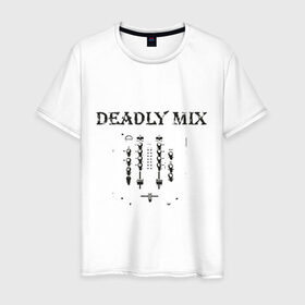 Мужская футболка хлопок с принтом Убойная смесь в Белгороде, 100% хлопок | прямой крой, круглый вырез горловины, длина до линии бедер, слегка спущенное плечо. | deadly mix | deejay | dj | диджей | убойная смесь