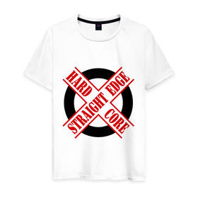 Мужская футболка хлопок с принтом Straight edge (sXe) (1) в Белгороде, 100% хлопок | прямой крой, круглый вырез горловины, длина до линии бедер, слегка спущенное плечо. | 