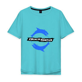 Мужская футболка хлопок Oversize с принтом Черное море - Black Sea в Белгороде, 100% хлопок | свободный крой, круглый ворот, “спинка” длиннее передней части | black sea | дельфины | черное море