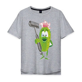 Мужская футболка хлопок Oversize с принтом Огурец в Белгороде, 100% хлопок | свободный крой, круглый ворот, “спинка” длиннее передней части | дача | дачник | овощи | огурец | огурчик | садовод