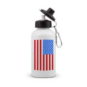Бутылка спортивная с принтом Американский флаг в Белгороде, металл | емкость — 500 мл, в комплекте две пластиковые крышки и карабин для крепления | Тематика изображения на принте: america | usa | америка | соединенные штаты | сша | флаг | штаты