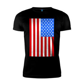 Мужская футболка премиум с принтом Американский флаг в Белгороде, 92% хлопок, 8% лайкра | приталенный силуэт, круглый вырез ворота, длина до линии бедра, короткий рукав | america | usa | америка | соединенные штаты | сша | флаг | штаты