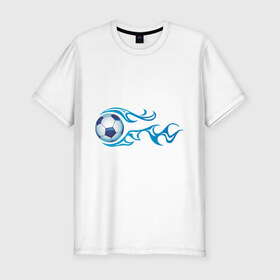 Мужская футболка премиум с принтом Football Blue в Белгороде, 92% хлопок, 8% лайкра | приталенный силуэт, круглый вырез ворота, длина до линии бедра, короткий рукав | футбол