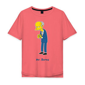 Мужская футболка хлопок Oversize с принтом Mr. Burns (The Simpsons) в Белгороде, 100% хлопок | свободный крой, круглый ворот, “спинка” длиннее передней части | Тематика изображения на принте: burns | simpsons | симпсоны | симсоны