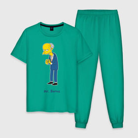 Мужская пижама хлопок с принтом Mr. Burns (The Simpsons) в Белгороде, 100% хлопок | брюки и футболка прямого кроя, без карманов, на брюках мягкая резинка на поясе и по низу штанин
 | Тематика изображения на принте: burns | simpsons | симпсоны | симсоны