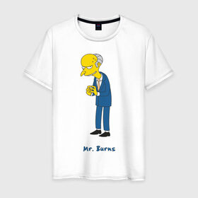 Мужская футболка хлопок с принтом Mr. Burns (The Simpsons) в Белгороде, 100% хлопок | прямой крой, круглый вырез горловины, длина до линии бедер, слегка спущенное плечо. | burns | simpsons | симпсоны | симсоны