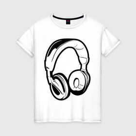 Женская футболка хлопок с принтом Наушники (3) в Белгороде, 100% хлопок | прямой крой, круглый вырез горловины, длина до линии бедер, слегка спущенное плечо | deejay | dj | tiesto | диджей | наушники