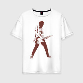 Женская футболка хлопок Oversize с принтом Гитарист в Белгороде, 100% хлопок | свободный крой, круглый ворот, спущенный рукав, длина до линии бедер
 | гитара