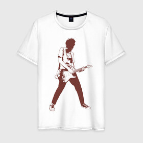 Мужская футболка хлопок с принтом Гитарист в Белгороде, 100% хлопок | прямой крой, круглый вырез горловины, длина до линии бедер, слегка спущенное плечо. | Тематика изображения на принте: гитара
