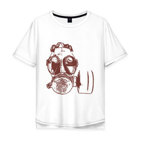 Мужская футболка хлопок Oversize с принтом Респиратор в Белгороде, 100% хлопок | свободный крой, круглый ворот, “спинка” длиннее передней части | dubstep | gas | газ | противогаз | респиратор
