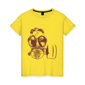 Женская футболка хлопок с принтом Респиратор в Белгороде, 100% хлопок | прямой крой, круглый вырез горловины, длина до линии бедер, слегка спущенное плечо | dubstep | gas | газ | противогаз | респиратор