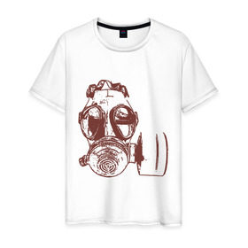 Мужская футболка хлопок с принтом Респиратор в Белгороде, 100% хлопок | прямой крой, круглый вырез горловины, длина до линии бедер, слегка спущенное плечо. | dubstep | gas | газ | противогаз | респиратор