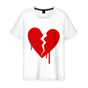 Мужская футболка хлопок с принтом Разбитое сердце (2) в Белгороде, 100% хлопок | прямой крой, круглый вырез горловины, длина до линии бедер, слегка спущенное плечо. | любовь | отношения | разбитое | расставание | сердце | чувства
