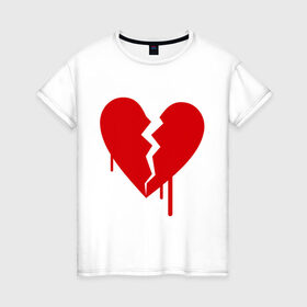 Женская футболка хлопок с принтом Разбитое сердце (2) в Белгороде, 100% хлопок | прямой крой, круглый вырез горловины, длина до линии бедер, слегка спущенное плечо | любовь | отношения | разбитое | расставание | сердце | чувства