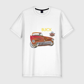 Мужская футболка премиум с принтом Buick в Белгороде, 92% хлопок, 8% лайкра | приталенный силуэт, круглый вырез ворота, длина до линии бедра, короткий рукав | 