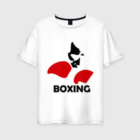 Женская футболка хлопок Oversize с принтом Russia boxing в Белгороде, 100% хлопок | свободный крой, круглый ворот, спущенный рукав, длина до линии бедер
 | кикбоксинг