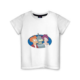 Детская футболка хлопок с принтом Футурама в Белгороде, 100% хлопок | круглый вырез горловины, полуприлегающий силуэт, длина до линии бедер | bender | futurama | бендер | футурама