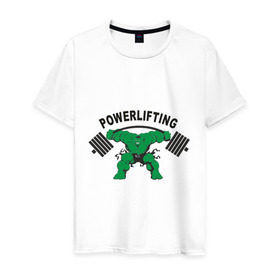 Мужская футболка хлопок с принтом Powerlifting (2) в Белгороде, 100% хлопок | прямой крой, круглый вырез горловины, длина до линии бедер, слегка спущенное плечо. | powerlifting