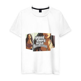 Мужская футболка хлопок с принтом Grand Theft Auto San Andreas (1) в Белгороде, 100% хлопок | прямой крой, круглый вырез горловины, длина до линии бедер, слегка спущенное плечо. | grand theft auto | gta | gta sa | san andreas | гта сан андреас