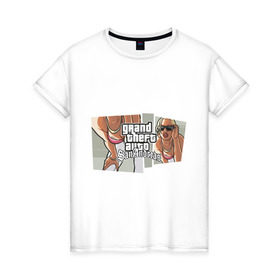 Женская футболка хлопок с принтом Grand Theft Auto San Andreas (2) в Белгороде, 100% хлопок | прямой крой, круглый вырез горловины, длина до линии бедер, слегка спущенное плечо | grand theft auto | gta | gta sa | san andreas | гта сан андреас