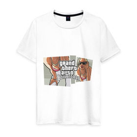 Мужская футболка хлопок с принтом Grand Theft Auto San Andreas (2) в Белгороде, 100% хлопок | прямой крой, круглый вырез горловины, длина до линии бедер, слегка спущенное плечо. | grand theft auto | gta | gta sa | san andreas | гта сан андреас